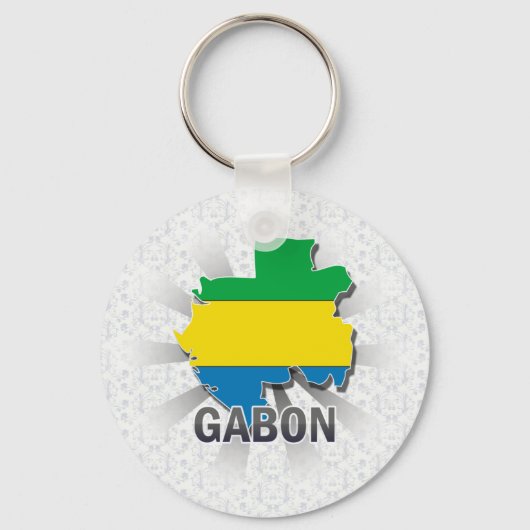 Porte-clés Gabon - Carte du Drapeau 2.0 (Recto)
