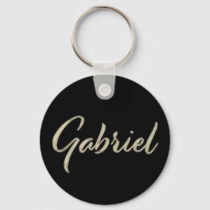 Porte-clés Gabriel Name whitegold Button Schlüsselanhänger