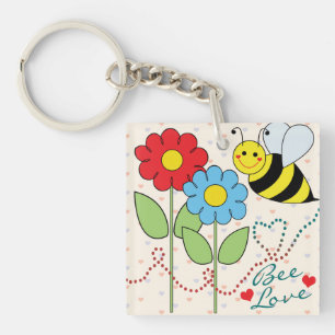 Porte-clés Gaffez l'abeille avec amour d'abeille de fleurs