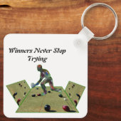 Porte-clés Gagnants des quilles de pelouse dimensionnelles, a (Verso)