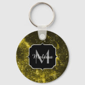 Porte-clés Galaxie abstraite noire jaune foncé Monogram Ping  (Recto)