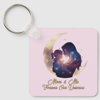 Porte-clés Galaxie Silhouette de Maman et Enfant Art Lunaire