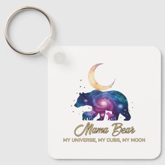 Porte-clés Galaxy Mama Bear & Cubs Moon Silhouette (Recto)