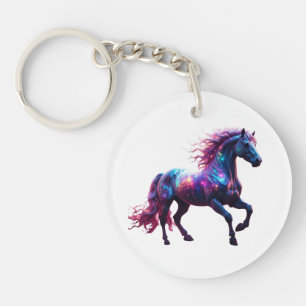 Porte-clés Galaxy Neon Horse Art - Imaginaire spatial dynamiq