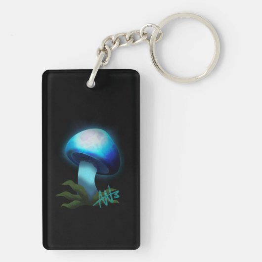 Porte-clés Galaxy Shiitake brillant bleu clair champignons (Dos)