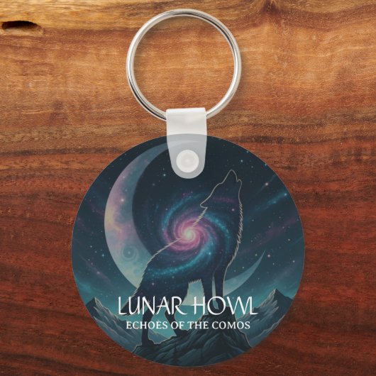 Porte-clés Galaxy Wolf Silhouette with Mystical Nebula Moon (Recto)