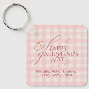 Porte-clés Galentines Mignon Rose Typographie Vérifiée