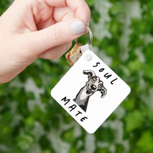 Porte-clés Galgo amusant à l'âme, blanc, grisâtre