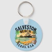 Porte-clés Galveston Beach Retro Vignette personnalisable (Recto)
