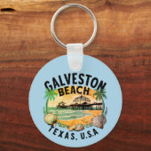 Porte-clés Galveston Beach Retro Vignette personnalisable (Recto)
