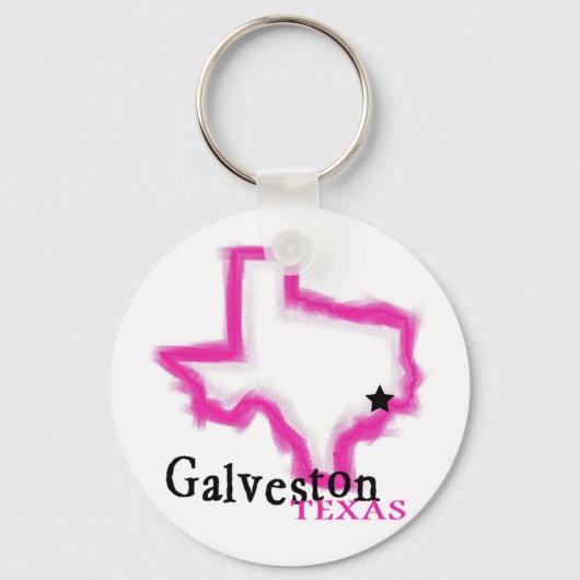 Porte-clés Galveston Texas plan artistique rose (Recto)