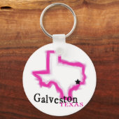 Porte-clés Galveston Texas plan artistique rose (Recto)