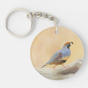 Porte-clés Gambrel's Quail Painting Original Bird Art