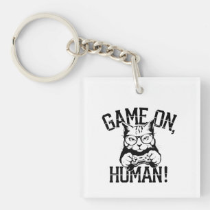 Porte-clés Gamer Cat Design Jeu Sur L'Homme - Cute Funny Cat