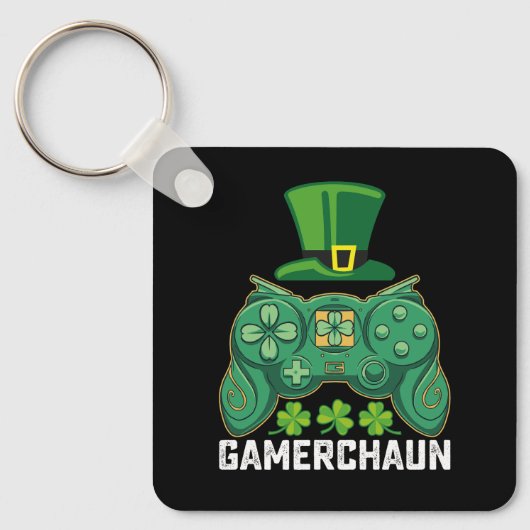 Porte-clés Gamerchaun Gamer Jeux de jeu Saint Patrick's Day (Recto)