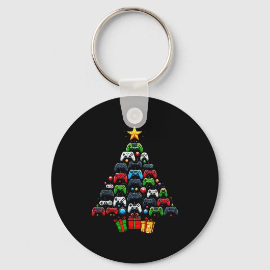 Porte-clés Gaming Controllers Christmas Tree Funny Gamer Boys (Recto)