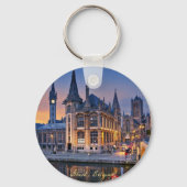 Porte-clés Gand, Belgique coucher du soleil (Verso)