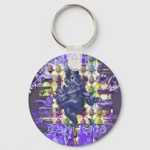 Porte-clés GANESHA éclaboussure de peinture violette