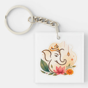 Porte-clés Ganesha élégant Lotus Diwali