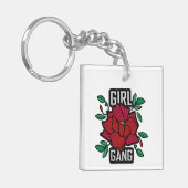 Porte-clés Gang de filles badge de mode à patch rose rouge (Devant gauche)
