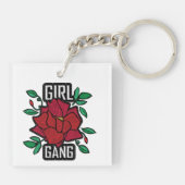 Porte-clés Gang de filles badge de mode à patch rose rouge (Dos)