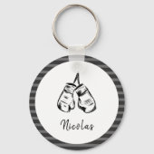 Porte-clés Gants de boxe dessinés Conception rayée Personnali (Recto)