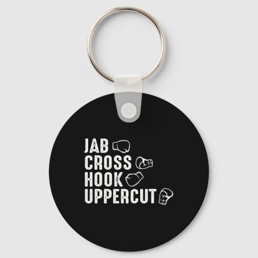 Porte-clés Gants de boxe Jab Cross Hook Uppercut Boxeur (Recto)