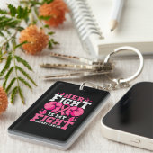 Porte-clés Gants De Boxe Sa Lutte Est Mon Combat Cancer Du Se (Devant droit)