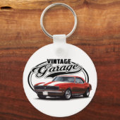 Porte-clés Garage vintage Camaro rouge (Recto)