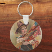 Porte-clés Garçon avec Feux d'Artifice, Drapeau Américain, Im (Recto)