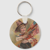 Porte-clés Garçon avec Feux d'Artifice, Drapeau Américain, Im (Verso)