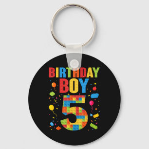 Porte-clés Garçon d'anniversaire 5 ans Blocs de construction