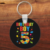 Porte-clés Garçon d'anniversaire 5 ans Blocs de construction (Recto)