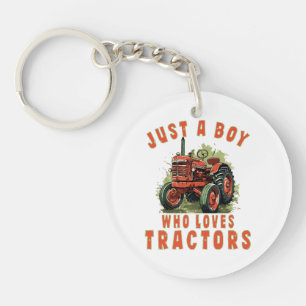 Porte-clés Garçon de la vie rurale qui aime les tracteurs
