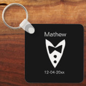 Porte-clés garçon d'honneur ajoutez nom année chemise cravate (Recto)