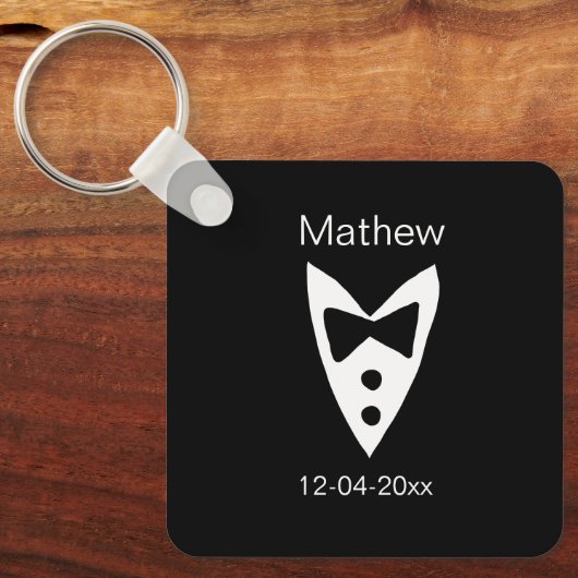 Porte-clés garçon d'honneur ajoutez nom année chemise cravate (Recto)