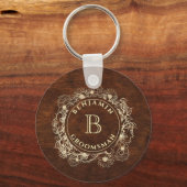 Porte-clés Garçon d'honneur Monogramme Rustique (Recto)