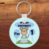 Porte-clés Garçon ęr d'anniversaire de singe (Recto)