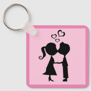 PORTE-CLÉS GARÇON ET FILLE SE DONNANT UN KISS DE VALENTINE