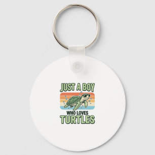 Porte-clés Garçon qui aime les tortues Design de gravure vint