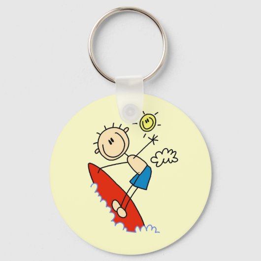 Porte-clés Garçon surfeur bonhomme allumette (Recto)