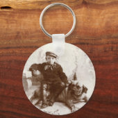 Porte-clés garçon vintage avec chien (Recto)