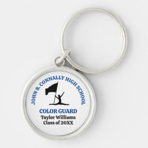Porte-clés Garde de couleur de lycée bleu personnalisée