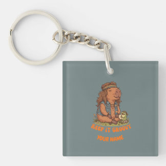 Porte-clés Garde-le Groovy Capybara Mignon Rétro Personnalisé