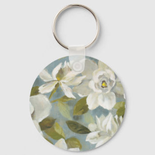 Porte-clés Gardenias sur bleu ardoise