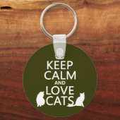 Porte-clés Gardez le calme et l'amour chats (Recto)
