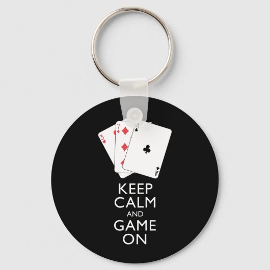 Porte-clés GARDEZ LE CALME ET LE JEU SUR - Jeux de cartes (Recto)