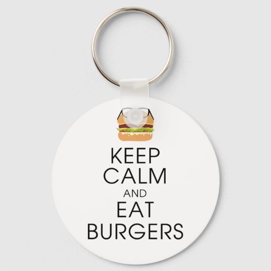 Porte-clés Gardez Le Calme Et Mangez Des Burgers (Recto)