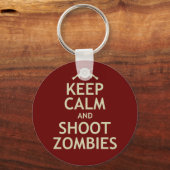 Porte-clés Gardez le calme et tirez des zombies (Recto)