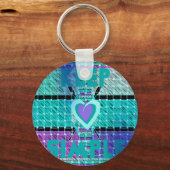 Porte-clés Gardez-le simple : Cyan Heart & Clarity Art Motif (Recto)